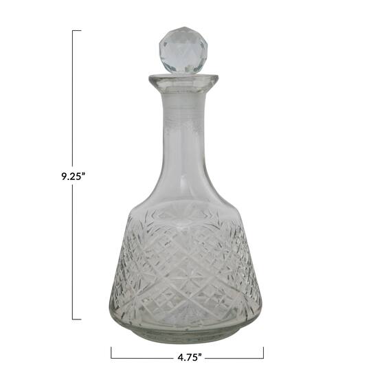 Hello Honey® 9" Clear Etched Glass Decanter